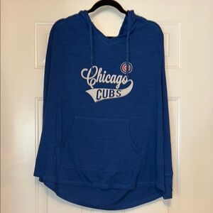 Chicago Cubs T-Shirt Hoodie w/Kangaroo Pocket -3X Royal Thumb Holes Lightweight